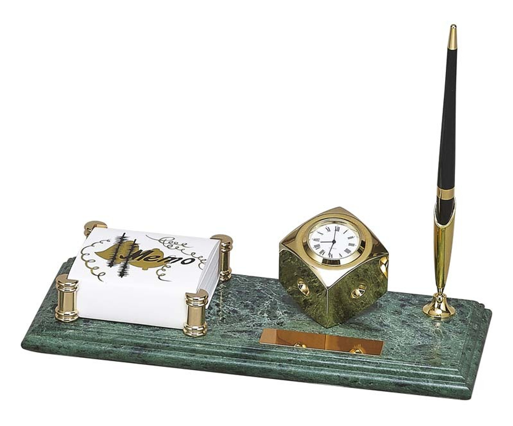 Универсальный мраморный настольный набор с ручкой часами и держателем для блок-листов 9105