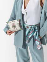 Платок «Яйцо Фаберже Ландыши» 100% шёлк лазурный