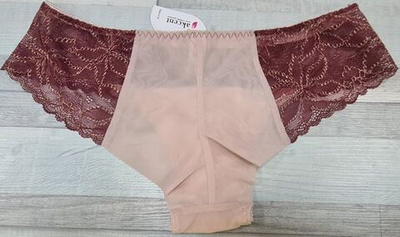 Трусики-бразилиана выполнены из кружева с люрексом (Размер: XXL) (Цвет: светло-бордовый)