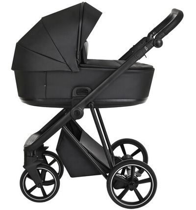 Детская коляска Roan Sol Кожа 2 в 1 RSL/2027 Black /Black/руч.Черный