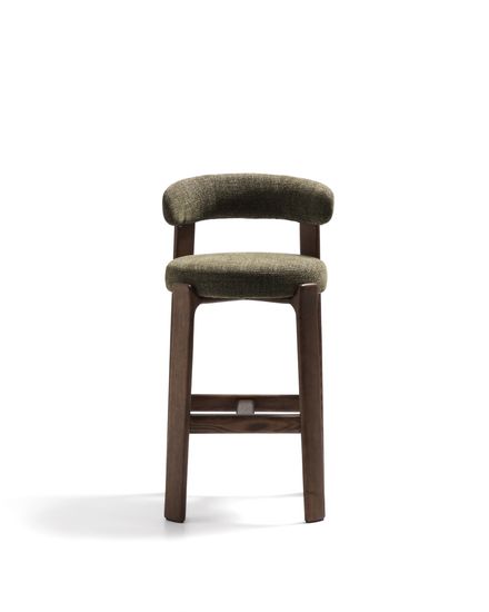 Барный стул Granite из зеленой синели и ясеня с отделкой орех 75 см