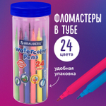 Фломастеры в тубе классические 24 цвета вентилируемый колпачок BRAUBERG "PREMIUM" (4 штуки в упаковке)