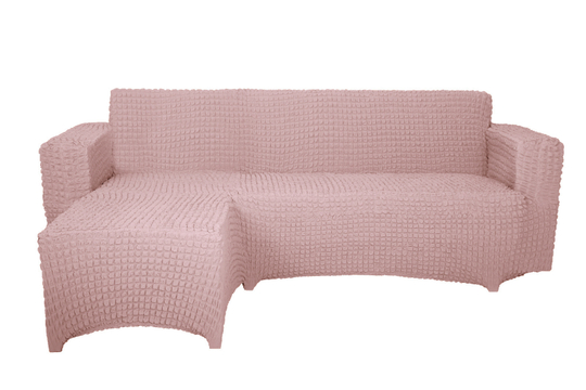 Чехол Модерн на угловой диван с выступом слева, цвет Пудра