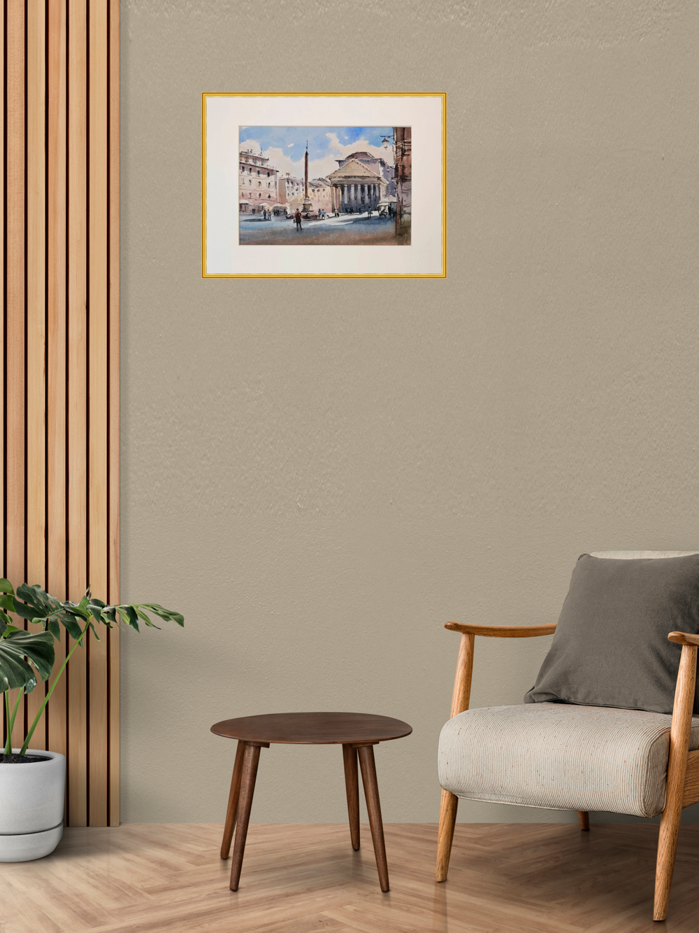 Картина авторская акварельная в паспарту 30х40 см на стену для интерьера "Пантеон. Рим"