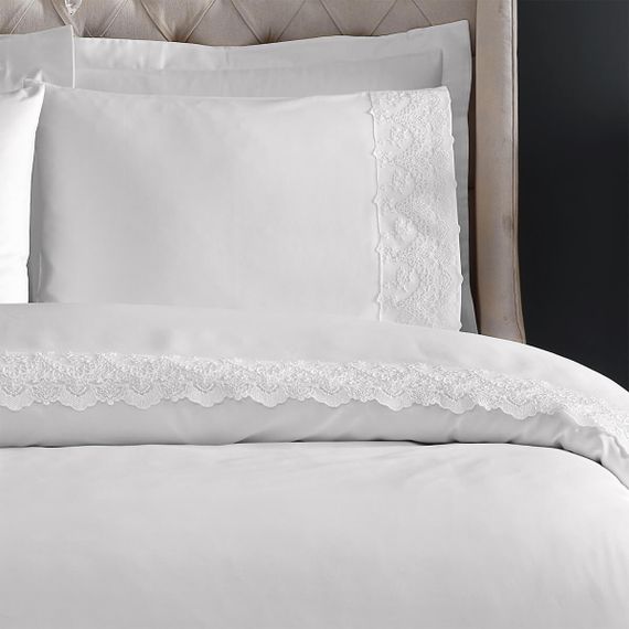 Постельное белье REGINA кремовый с кружевом  deluxe TIVOLYO HOME Турция