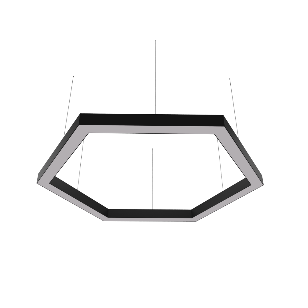 Светильник LED шестиугольный Hexa 228W D2080мм 3000К черный подвесной IP40