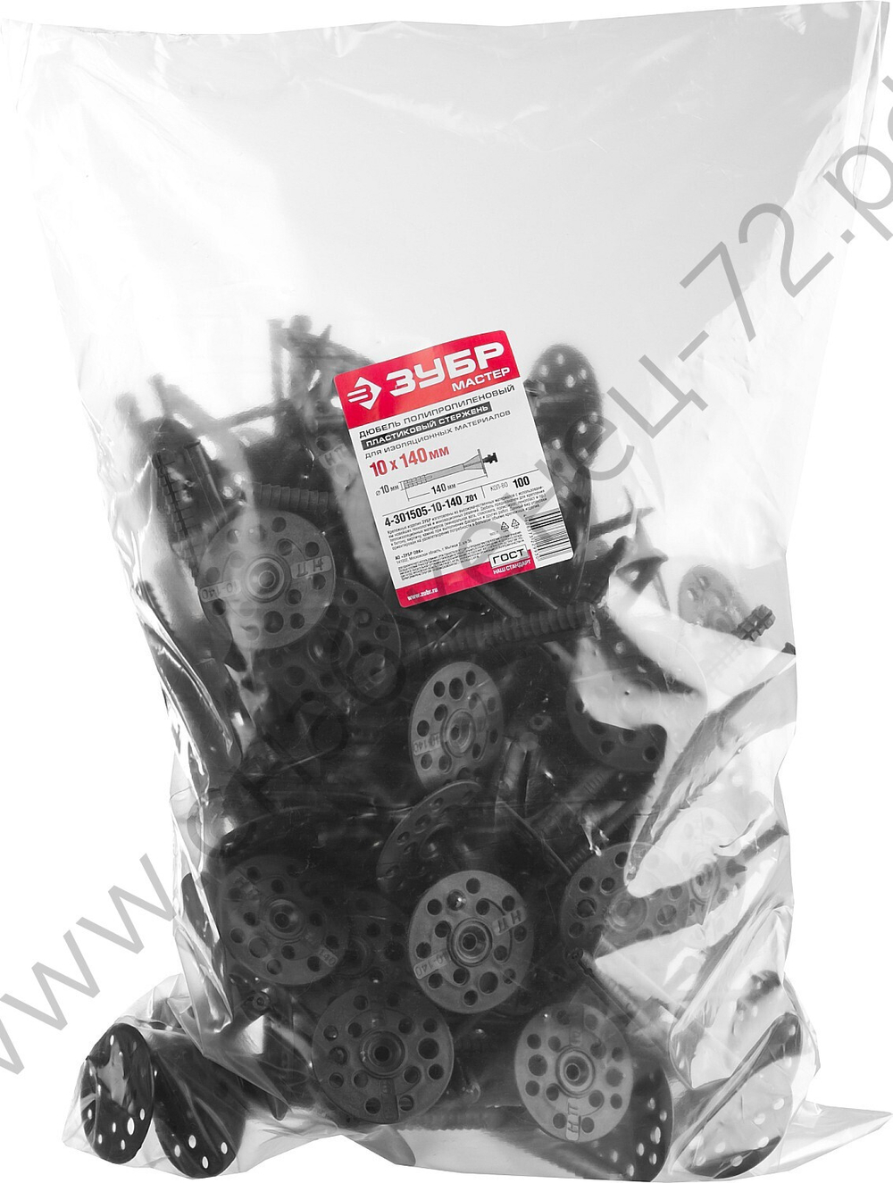 ЗУБР 10 x 140 мм, дюбель для изоляционных материалов, пластиковый стержень, 100 шт (4-301505-10-140_z01)