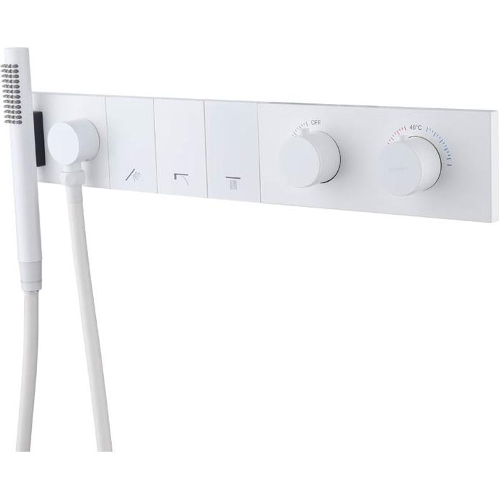 Встраиваемый смеситель для душа и ванны Boheme ZODIAC TERMO 133-SYS-MW с ручным душем, MAT WHITE