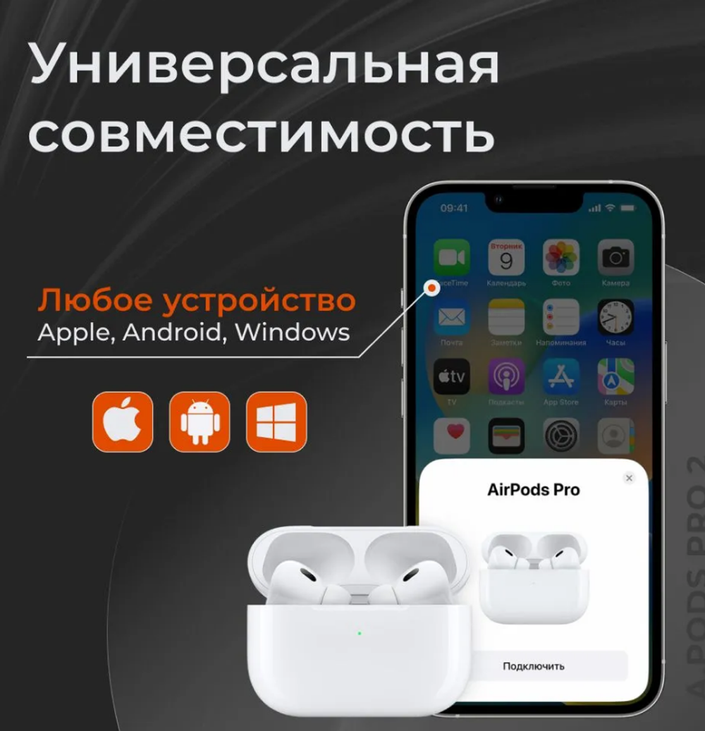 Беспроводные наушники TWS AirPod Pro 2 AAA (белый) с лого
