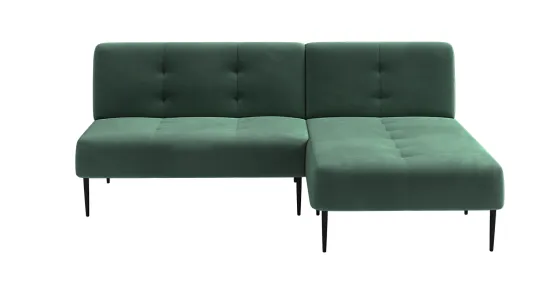 Monaco диван-кровать с шезлонгом без подлокотников бархат зеленый 19