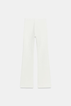 ZARA РАСКЛЕШЕННЫЕ БРЮКИ СТРЕЙЧ, ЖЕЛТОВАТО-БЕЛЫЙ