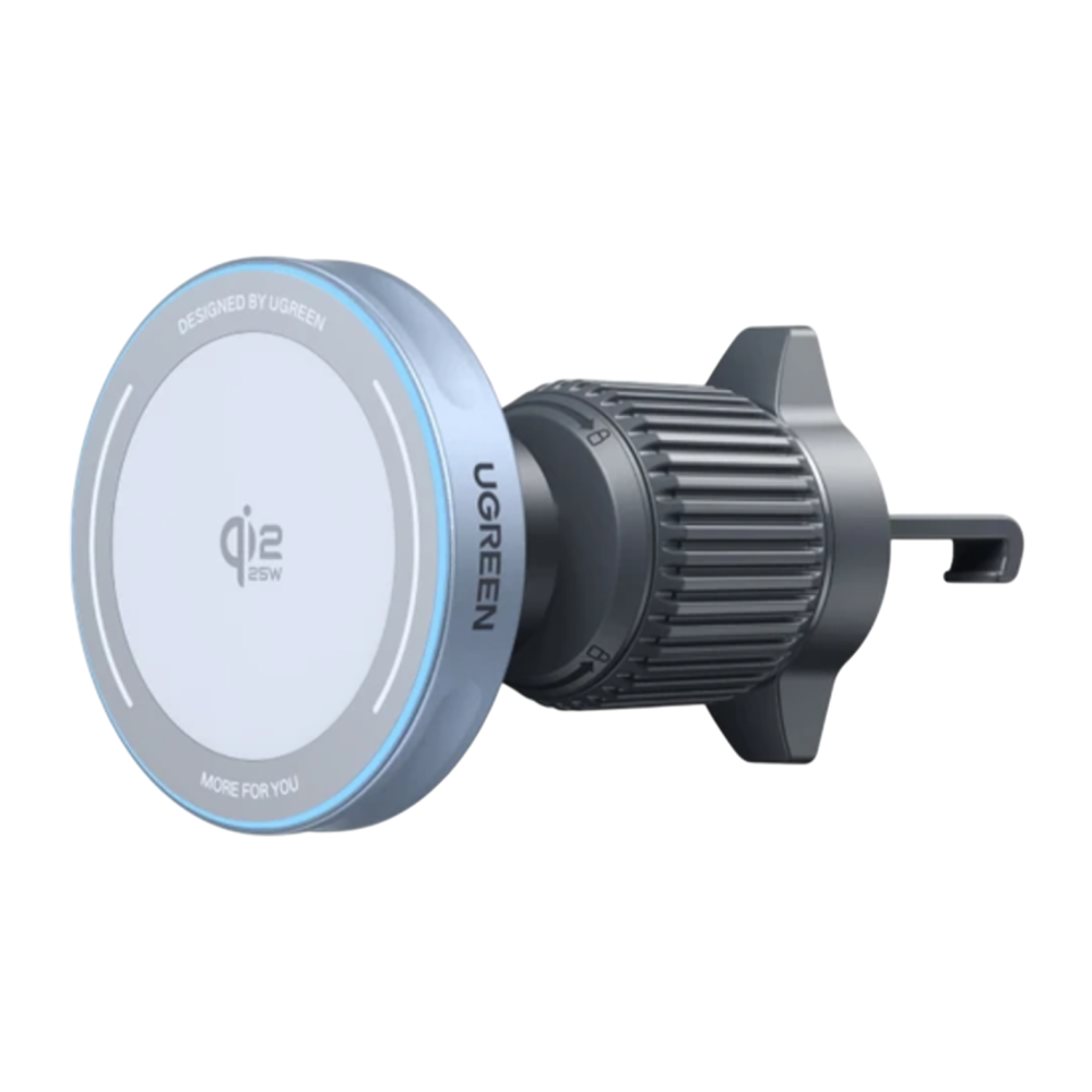 Автомобильный держатель MagSafe с беспроводной зарядкой Ugreen (Qi2.2) (W758) Беспроводная зарядка: Qi 25 Вт. Устанавливается на вентиляционную решётку. Сертификация Qi2. Есть LED-подсветка
