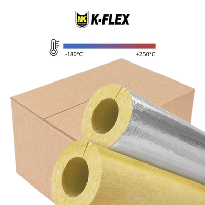 Коробка изоляции для труб из минеральной ваты с покровным слоем из алюминиевой фольги армированным стеклосеткой K-ROCK ALU