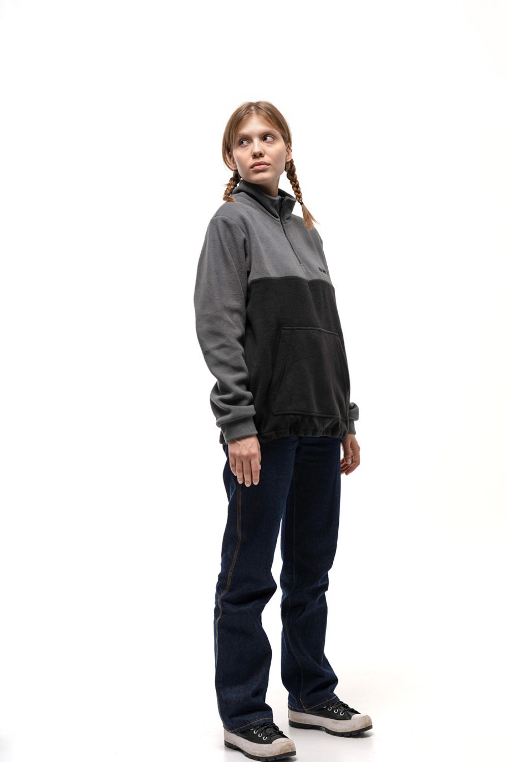 Толстовка Асфальт Флис "ЗАЛЕСЬЕ - Мох" Черный/Серый