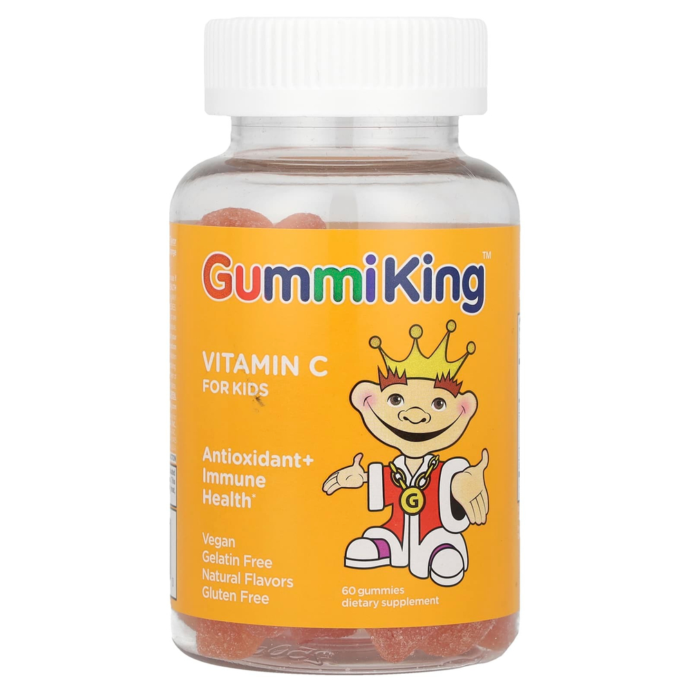 GummiKing, витамин C для детей, со вкусом апельсина, 60 жевательных таблеток (30 мг в 1 жевательной таблетке)