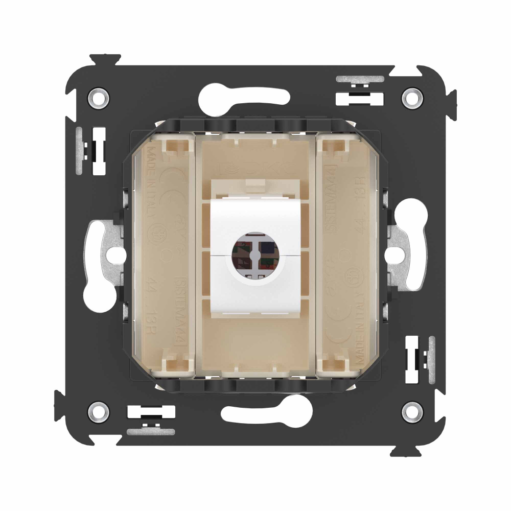 Компьютерная розетка RJ-45 без шторки в стену, кат.6 одинарная, "Avanti", "Ванильная дымка"