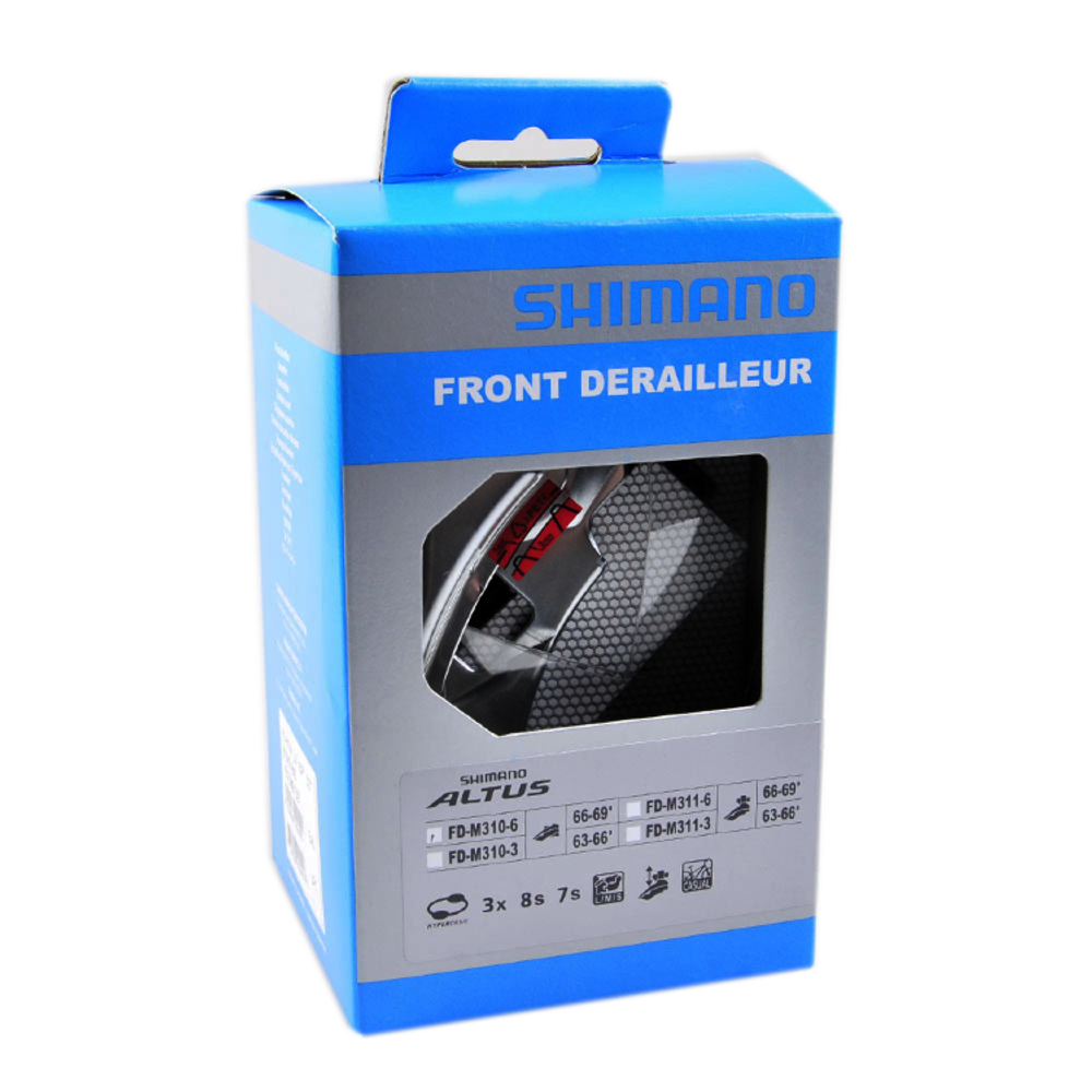 Перек-ль передний Shimano Altus, M313, ун. тяга, ун. хомут, уг.:63-66, для 42/48T