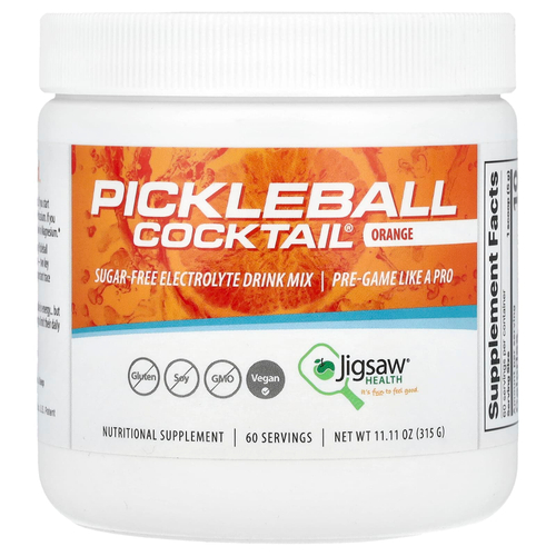 Jigsaw Health, Pickleball Cocktail®, смесь для приготовления напитков с электролитами без сахара, апельсин, 315 г (11,11 унции)
