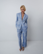 Жакет из смесового льна Брунелло Кучинелли голубой