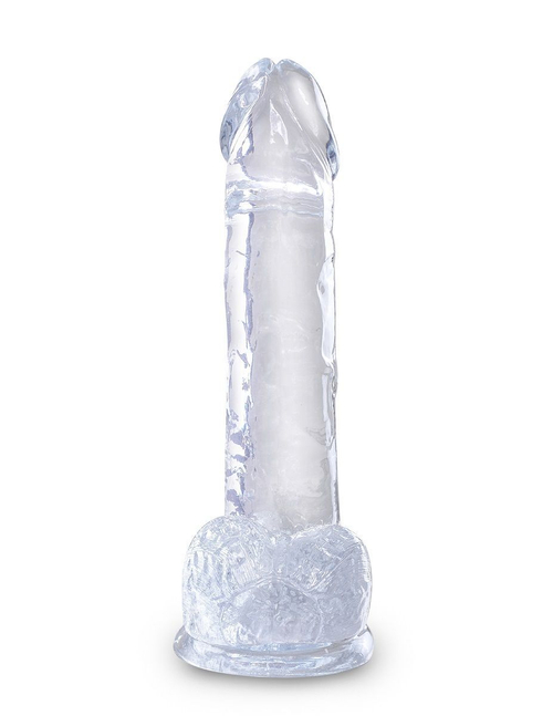 Прозрачный фаллоимитатор 7" Cock with Balls - 20,3 см.