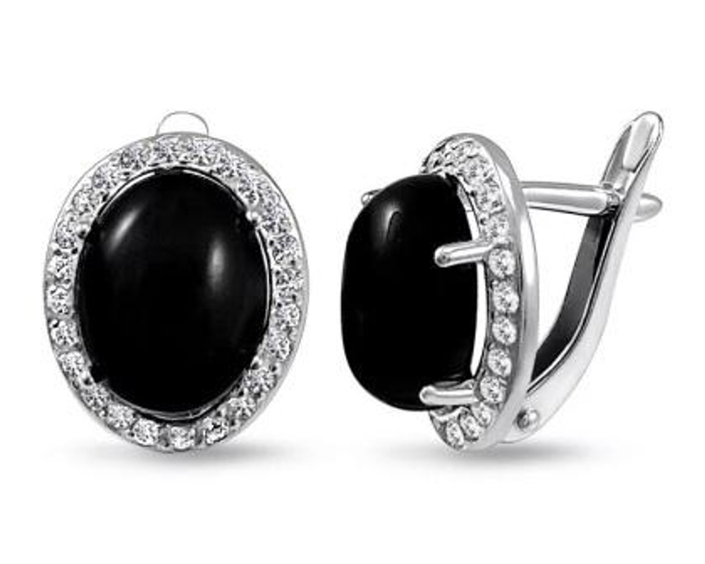Серьги из серебра с ониксом