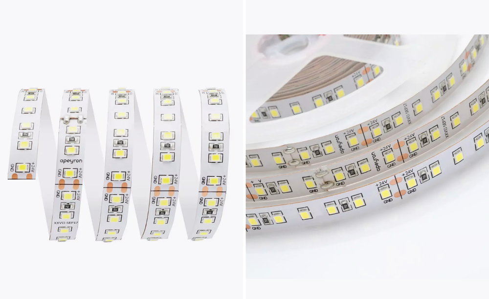 Светодиодная лента Apeyron Стандарт 122КП, SMD 3528, 120 диодов, 2 метра, 24V, IP20
