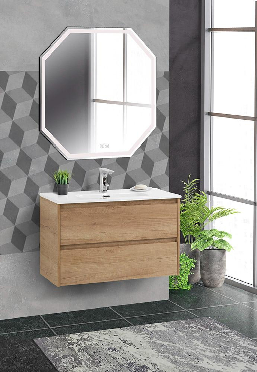 Тумба подвесная с раковиной BelBagno KRAFT 39-800/390-2C-SO-RNN