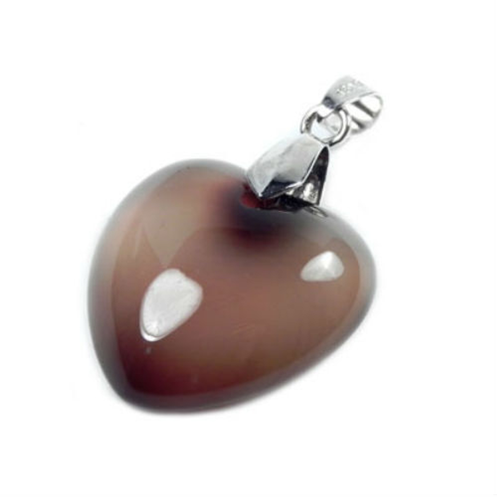 Кулон "Сердце" агат жемчужно-серый асс.