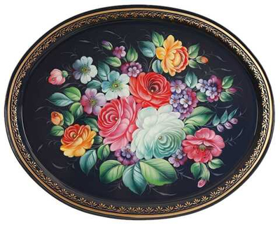 Жостовский поднос декоративный, размер 51х41 см (A26), металлический