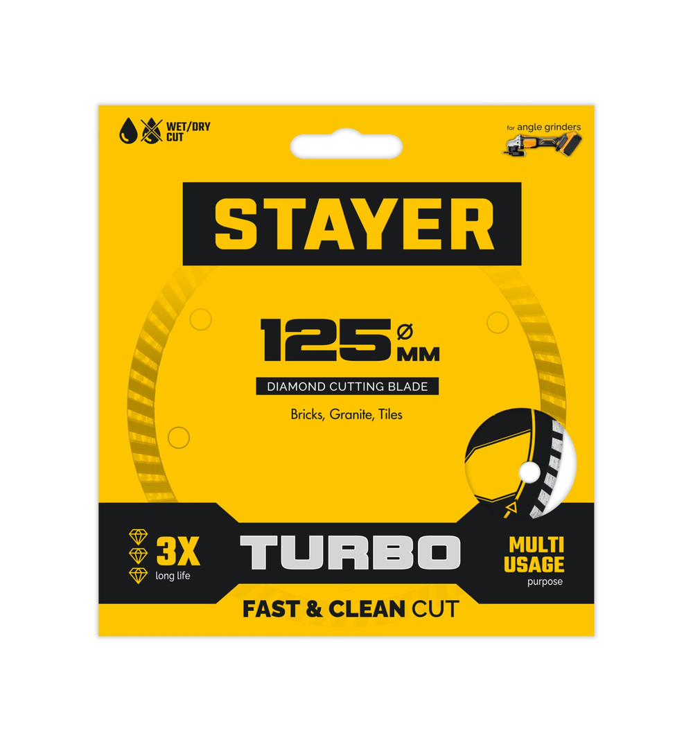 STAYER TURBO 125 мм (22.2 х 7 х 2.0 мм), сегментированный алмазный диск (3662-125)