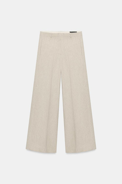 ZARA БРЮКИ В ПОЛОСКУ — ZW COLLECTION, ПЕСОЧНЫЙ МЕЛАНЖ