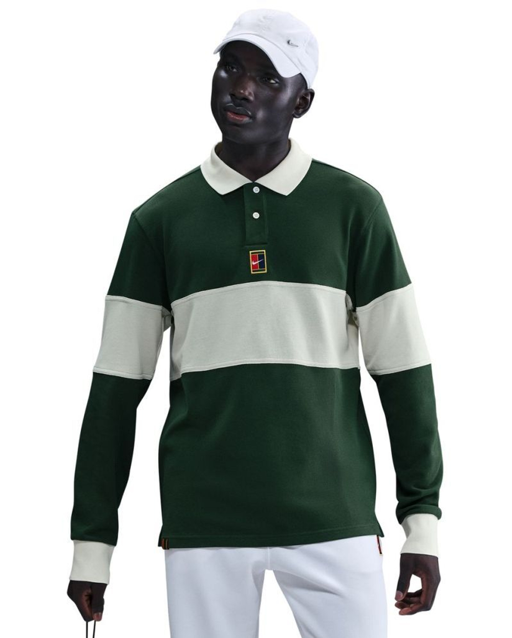 Мужская теннисная футболка с длинным рукавом Nike Court Heritage Long Sleeve - fir/pale ivory