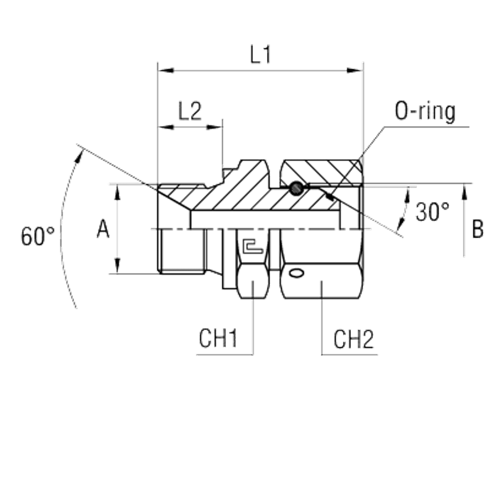 Соединение PFN BSP 1/2 - BSP 1/2 (нерж.)