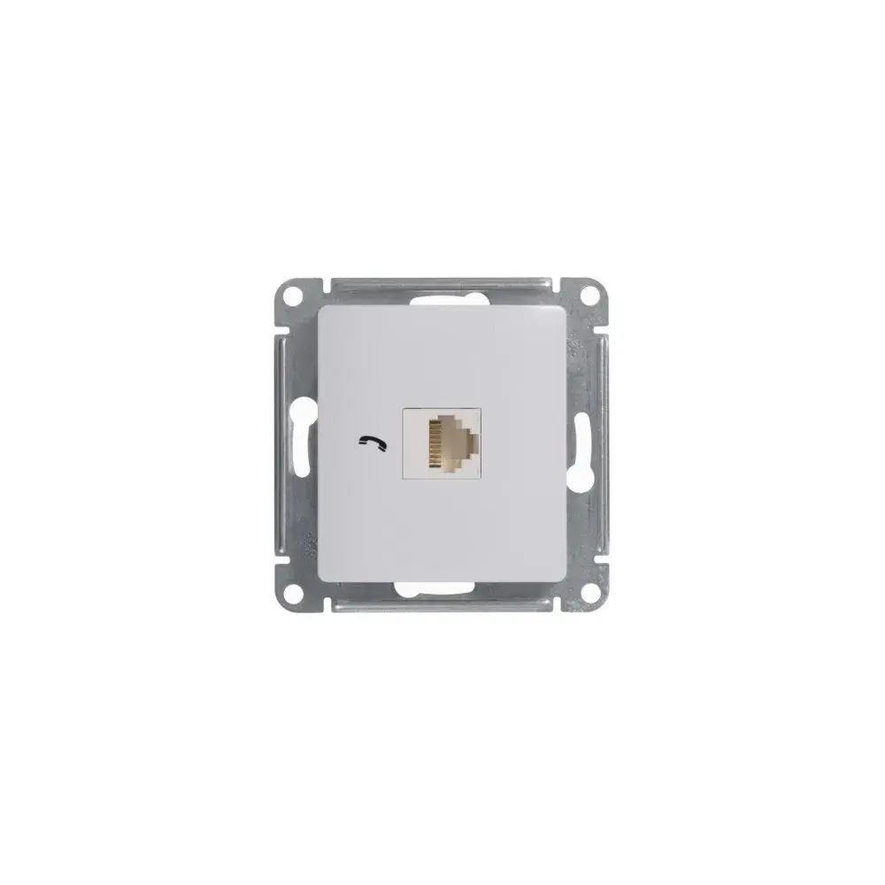 GLOSSA РОЗЕТКА телефонная RJ11, механизм, БЕЛЫЙ