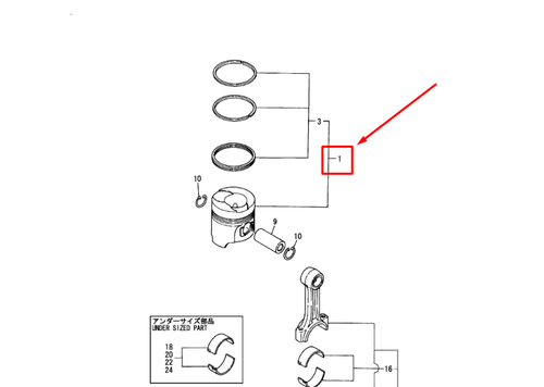 119181-22081 PISTON W/RINGS ASSY STD