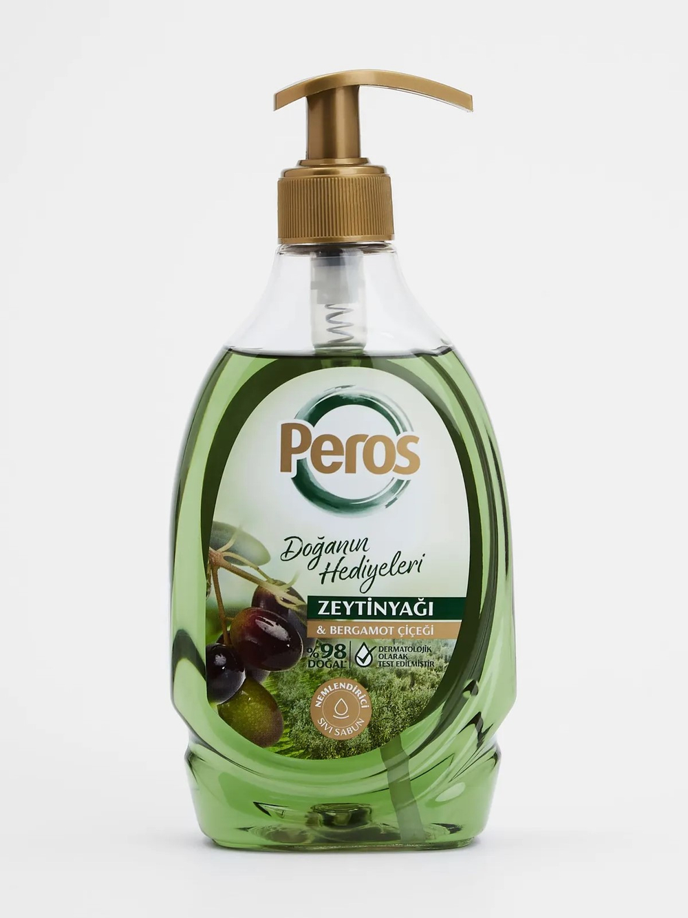 PEROS Жидкое мыло для рук с ароматом Масло оливы и цветок Бергамота, 400гр
