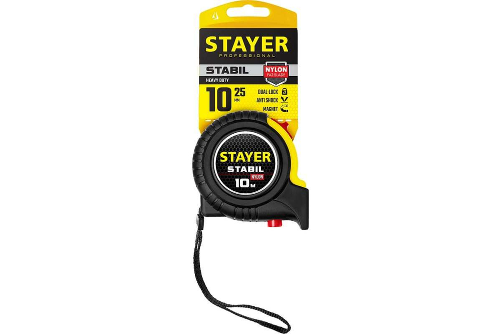 Профессиональная рулетка с двухсторонней шкалой STAYER Stabil 10мх25мм 34131-10_z02