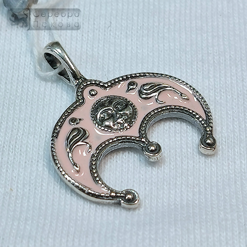 Подвеска "Лунница с птичками" горячая эмаль