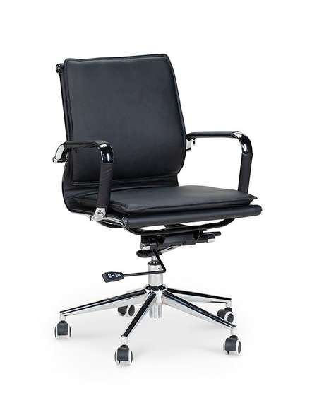 Кресло офисное  Харман LB  (black) хром  черная экокожа