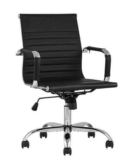Компьютерное кресло TopChairs City S офисное черное в обивке из экокожи, механизм регулирования по высоте и качания Top Gun