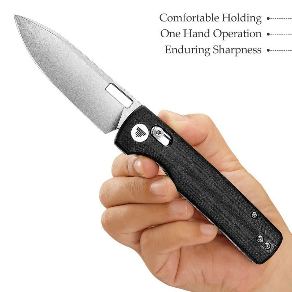 Складной туристический нож TRIVISA Sabretooth-BG клинок 14C28N рукоять G10 (черный-зеленый)