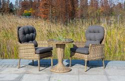 "Леванте" стол круглый из искусственного ротанга, цвет соломенный