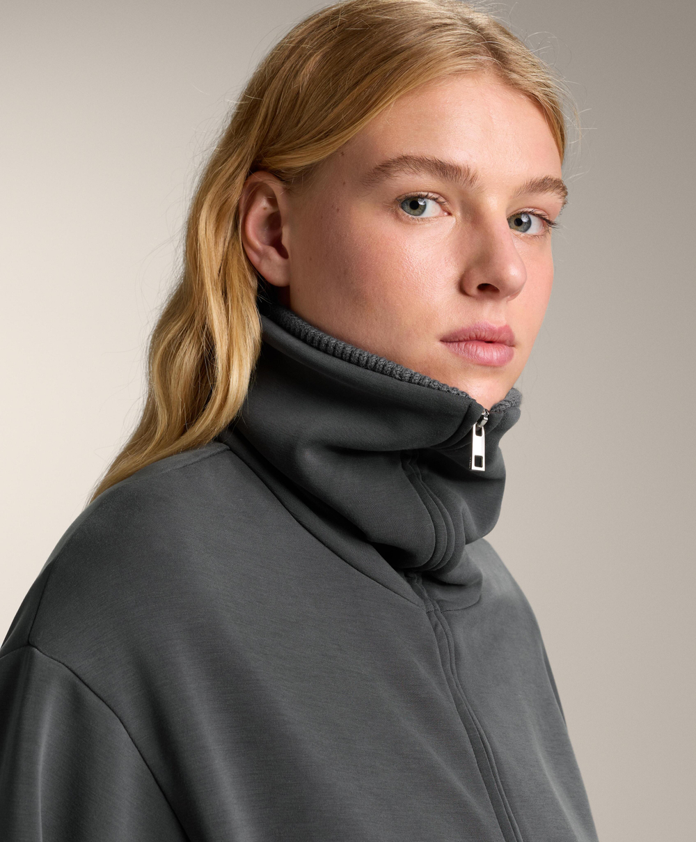 Oysho Длинная куртка из модала с начесом, антрацитово-серый