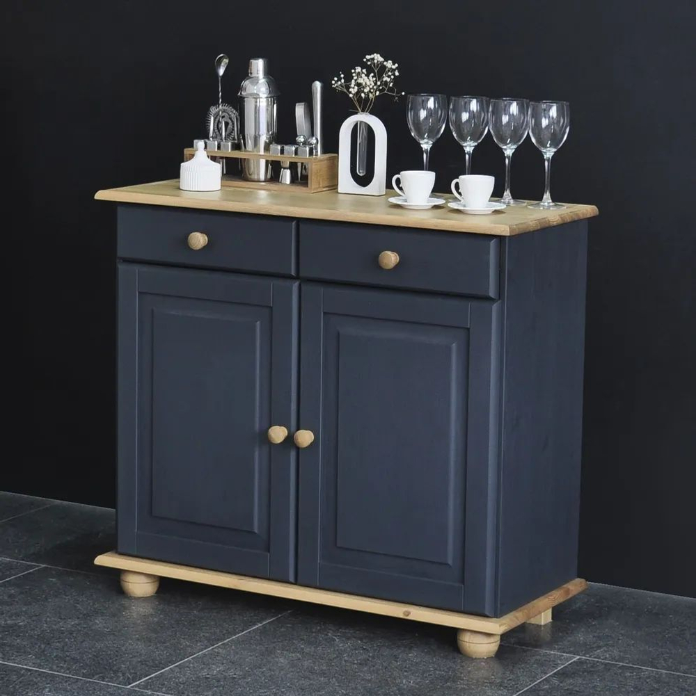 Тумба Лена двухдверная (буфет для кухни напольный), серый/антик