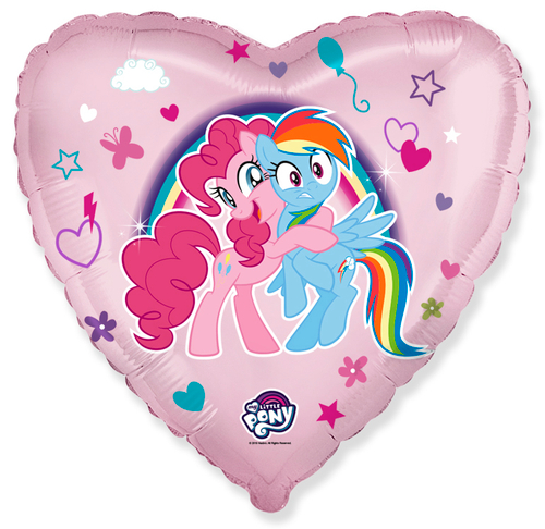FM (18''/46 см) Сердце, My Little Pony, Лошадки Пинки Пай и Радуга, Розовый, 1 шт.