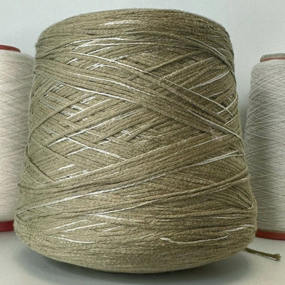 SHEER - ECAFIL; 92% хлопок, 8% люрекс; 290м/100гр; цвет: светлый хаки, люрекс серебро ; ТОЛЬКО бобинки: 53, 52, 91, 124, 200, 330 гр.