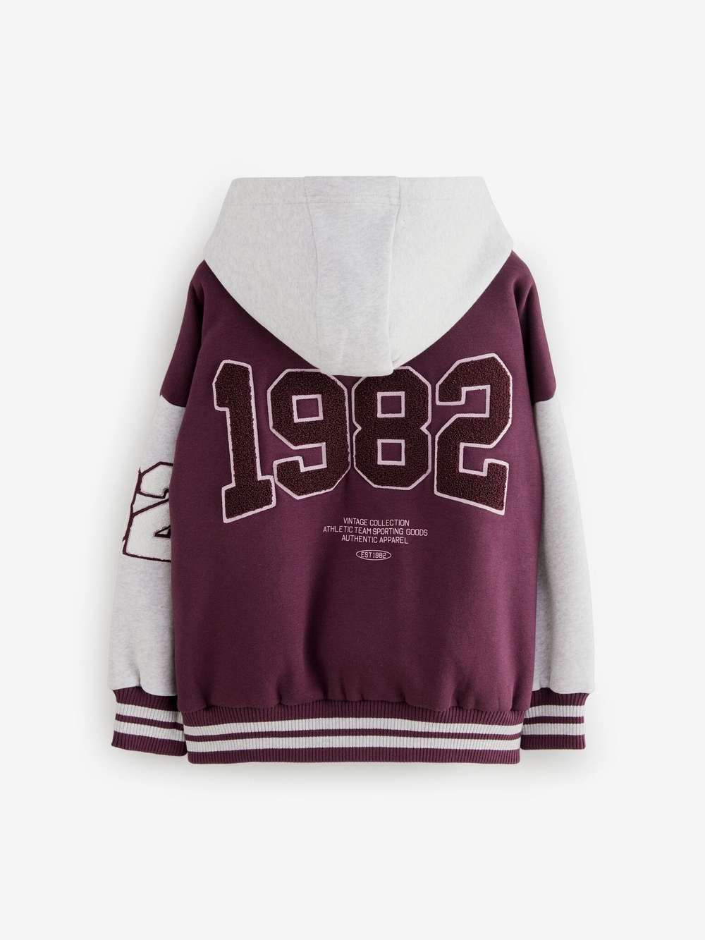 Бомбер с капюшоном для девочки Next B39-544, Бордовый, Белый