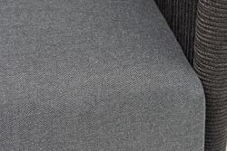 "Джелло" диван 3-местный плетеный из роупа, каркас алюминий темно-серый (RAL7024) муар, роуп темно-серый круглый, ткань темно-серая 027