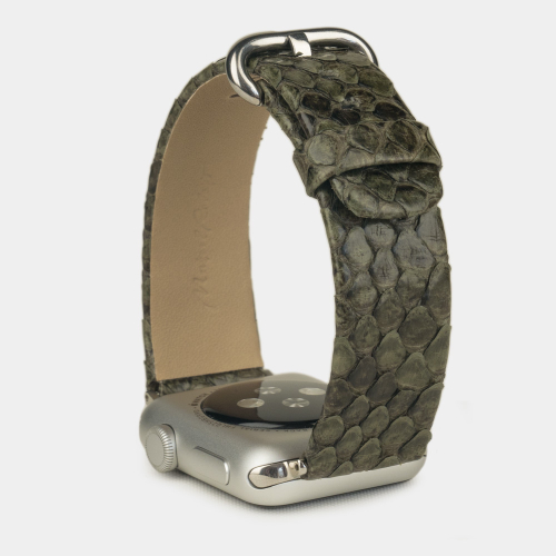 Ремешок для Apple Watch 40/41/42 mm из кожи питона, зеленого цвета