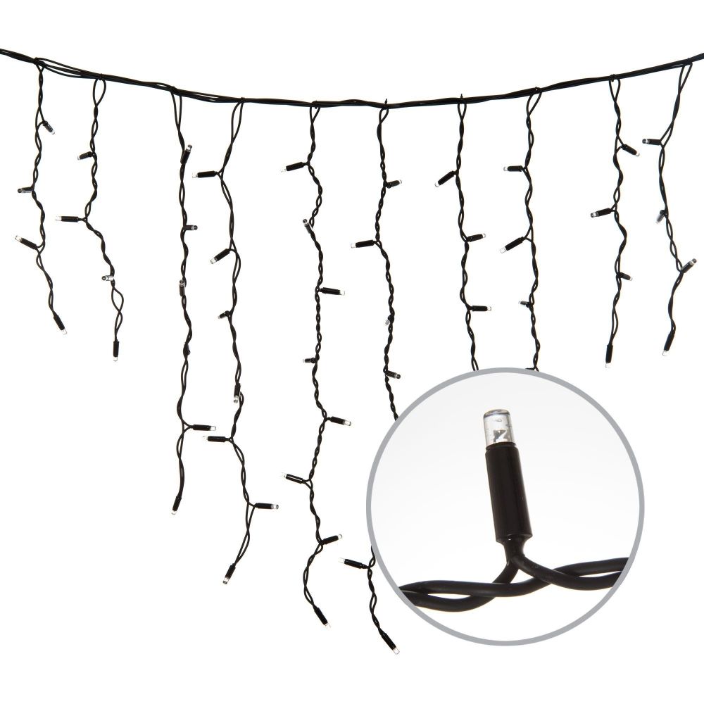ULD-B3010-200-TBK WHITE IP67 Бахрома светодиодная с эффектом мерцания. 3м. Соединяемая. 200 светодиодов. Белый свет. Провод черный. TM Uniel.